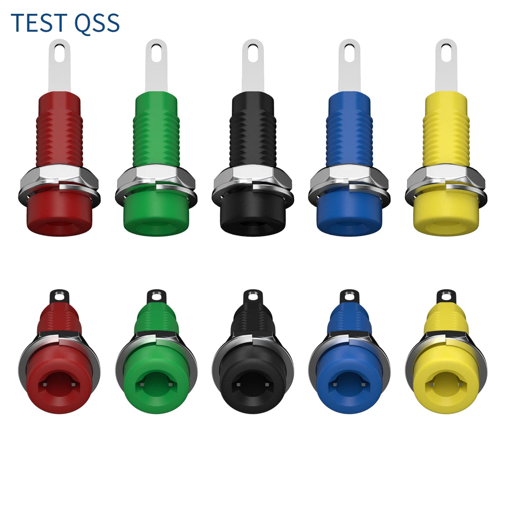 QSS 10pcs 2mm Banana Socket with Spring Tabs Banana Plug Jack  Panel Socket Electrical Connector Terminal DIY Parts