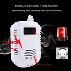 AB25-1 Piece Gas Detector Gas Alarm Sensor Methane Propane Plastic Gas Leak Detector LCD Security, EU Plug