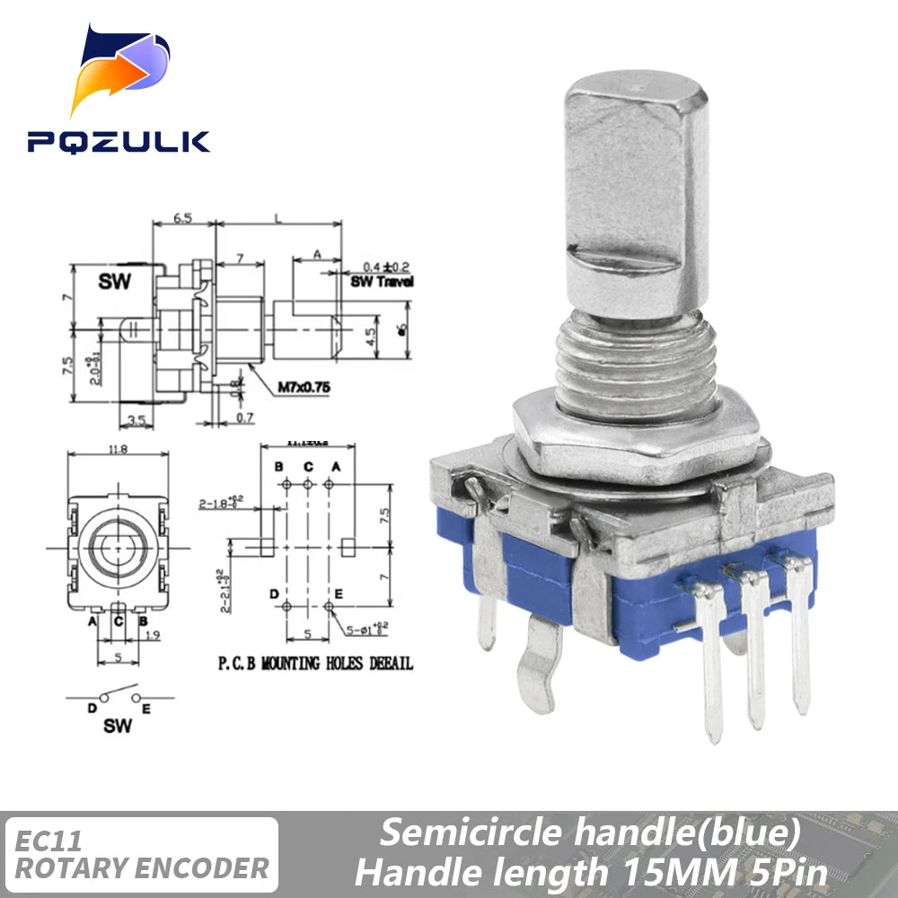 5PCS  20 Position Incremental 360 Rotary Encoder Knob Button Switch EC11 Arduino Digital Potentiometer 15/20mm Plum Half Shaft
