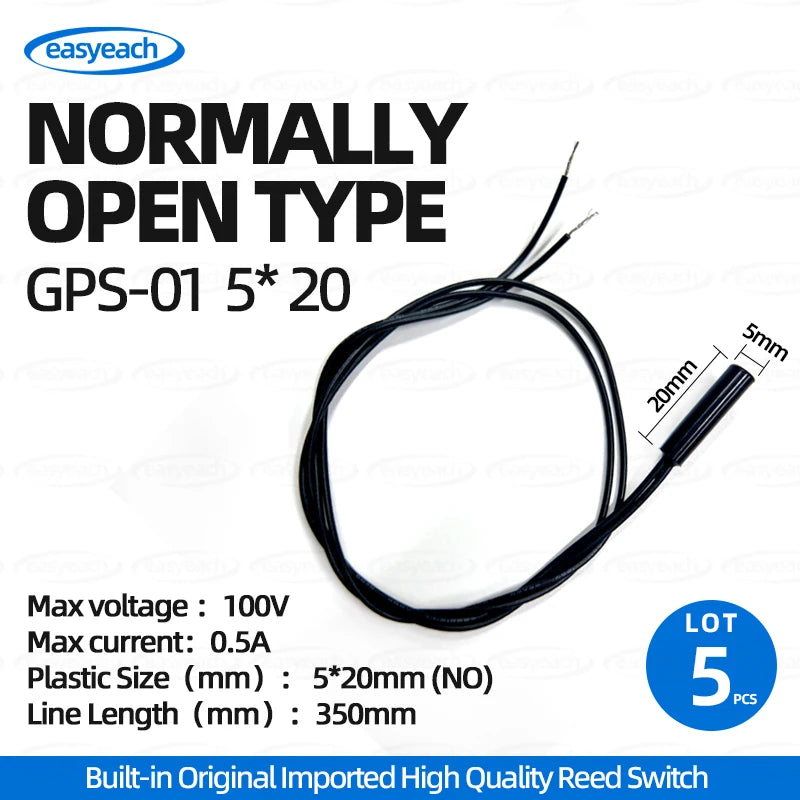 5pcs GPS-01 Reed switch 4x18mm 5x15/20/25mm 6x30/38mm NO/NC 6*38mmHP normally Open/closed Magnetron proximity Sensor GPS-01A /B