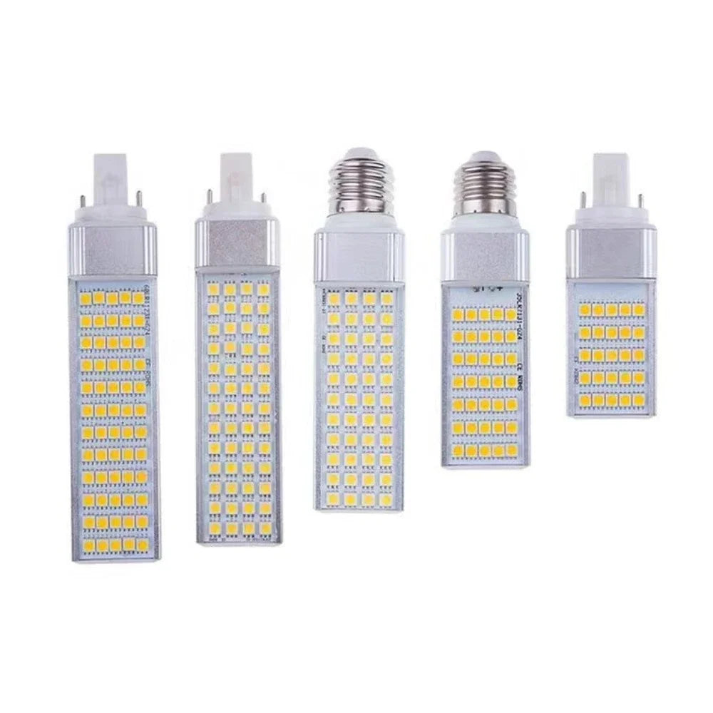G24 2Pin 7W9W10W12W15W18W E27 LED Corn Bulb Lamp Horizontal Clear Cover Rotatable 85-265V Plug 2U PLC CFL LED Replacement Light