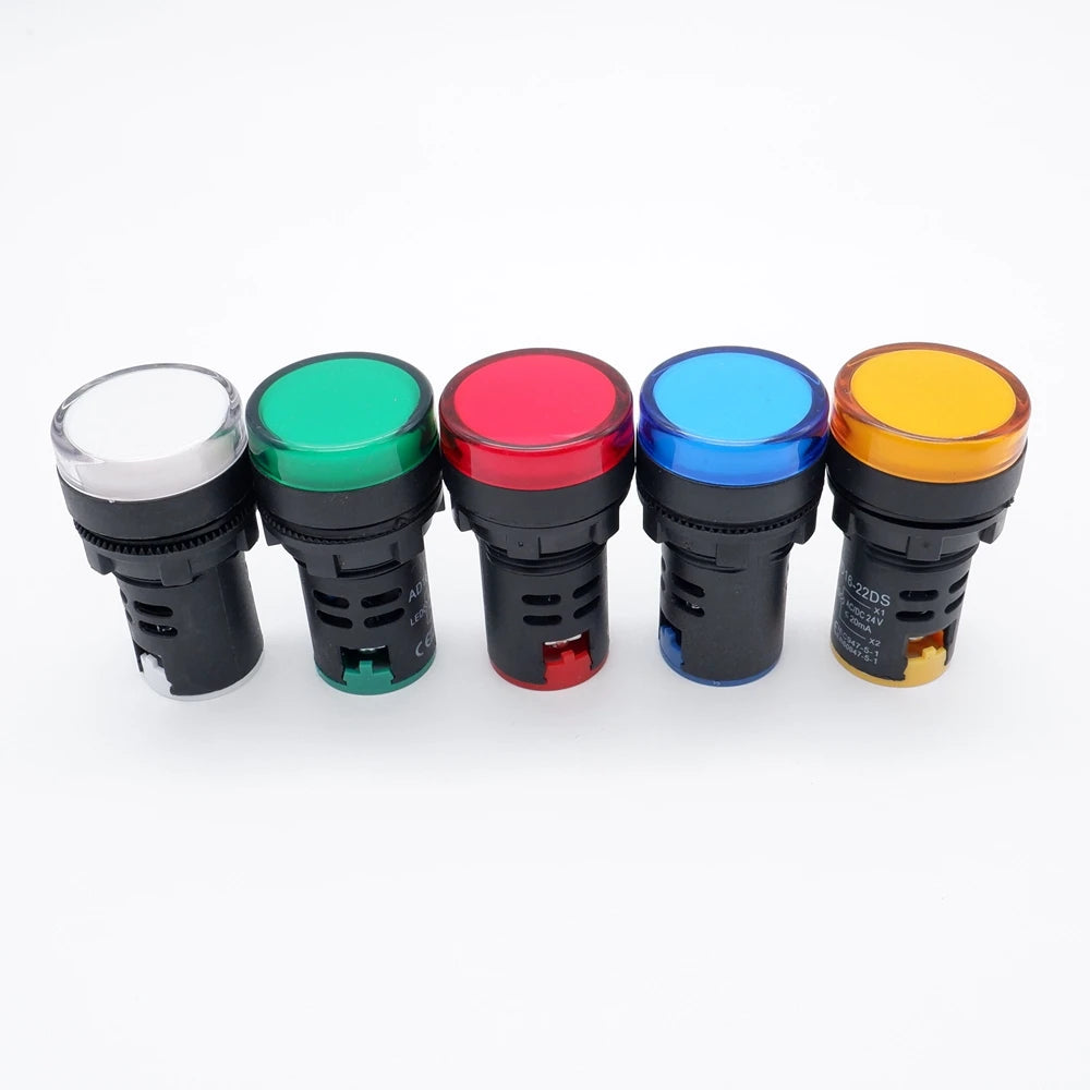 20pcs Plastic Indicator Signal Lamp AD16-22DS 22mm 12V 24V 220V Red Blue Green Yellow White LED Power Signal Light Panel Mount