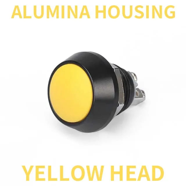 1Pcs 2Pin Mini Switch 12mm  2A waterproof switch  momentary Push button Switch reset Non-locking metal shell 1NO 36V color