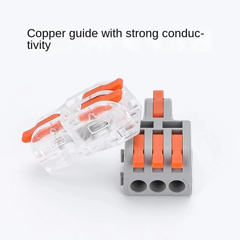 Fast Universal Compact Conductor Junction Box Spring Splice Terminal Block Push-in Wire Connector Cable Splitter 1 in 3/4 out