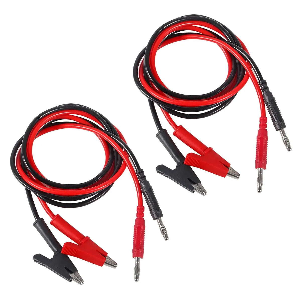 Banana Plug to Crocodile Alligator Clip Test Probe,4mm Stackable Silicone Banana Plug to Alligator Clip Test Probe Lead Wire