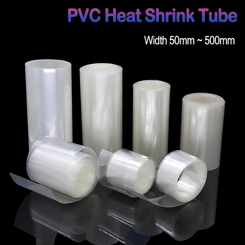 1m/5m Clear PVC Heat Shrink Tube Width 50mm ~ 500mm 18650 Lipo Battery Pack Insulated Cable Sleeve Protection Battery Film Wrap