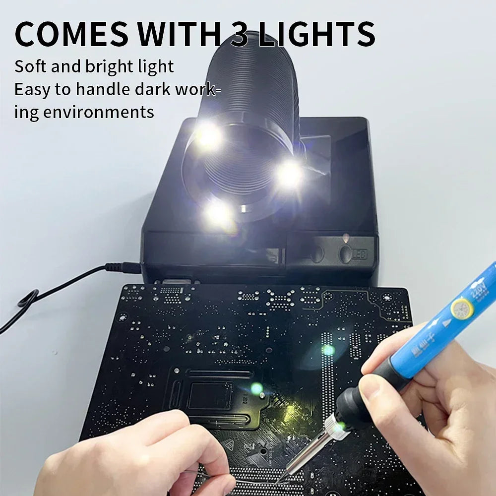 LUXIANZI 60w Soldering Smoke Absorber ESD Fume Extractor LED Light Activated Carbon Filter Sponge Solder Smoking Instrument 220v
