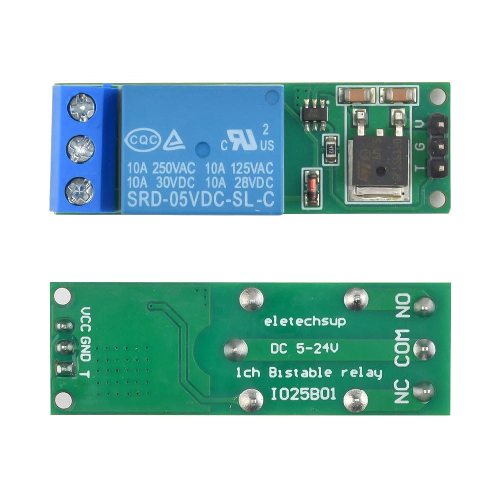 DC 6V 9V 12V 24V Flip-Flop Latch Relay Module 1 Channel Bistable Self-locking Switch Low Pulse Trigger Board for Arduino