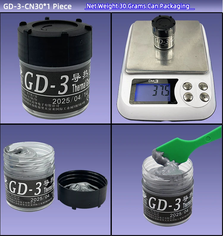 GD-3 Thermal Paste Performance 1/3/7/15/30g Gray 7.5W/m-k For CPU GPU Heat Sink Cooling Cooler Grease Compound Silicone CN SY BB