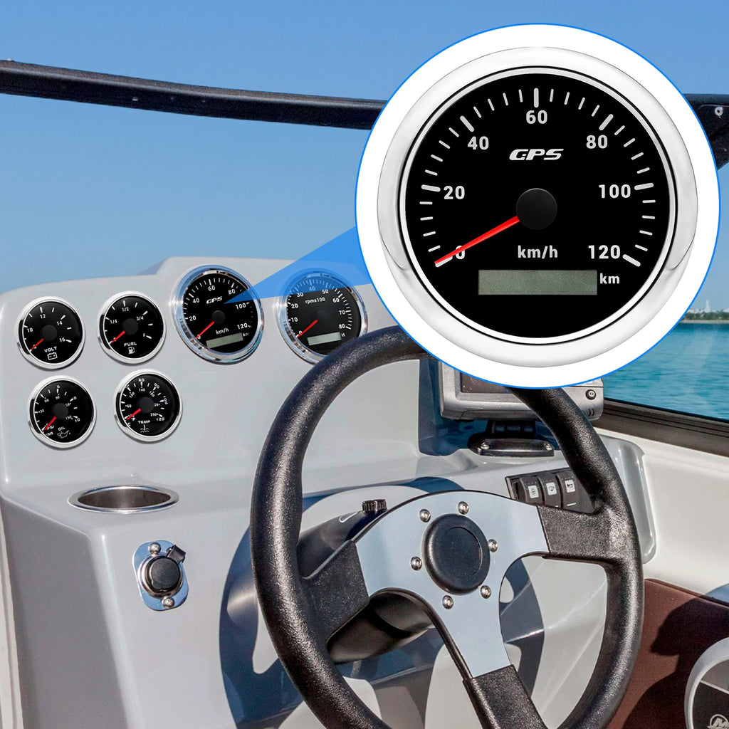 60/120/200KMH 85MM GPS Speedometer Gauge 7 Color Light with GPS Antenna Waterproof Motorcycle Boat Car Truck Speed Gauge Meter