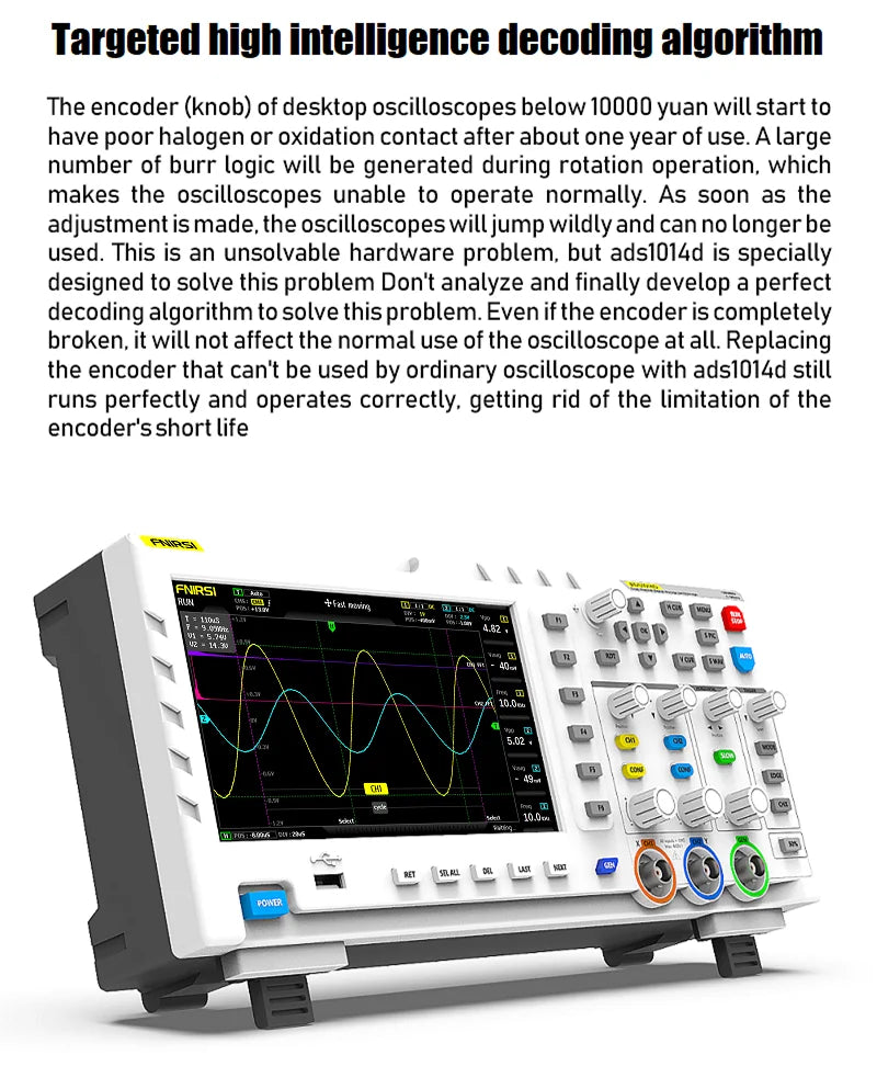 FNIRSI-1014D 1013D TC3 Oscilloscope 3-in-1 Dual Channel Input Signal Generator 100MHz * 2 Analog Bandwidth 1GSA/s Sampling Rate