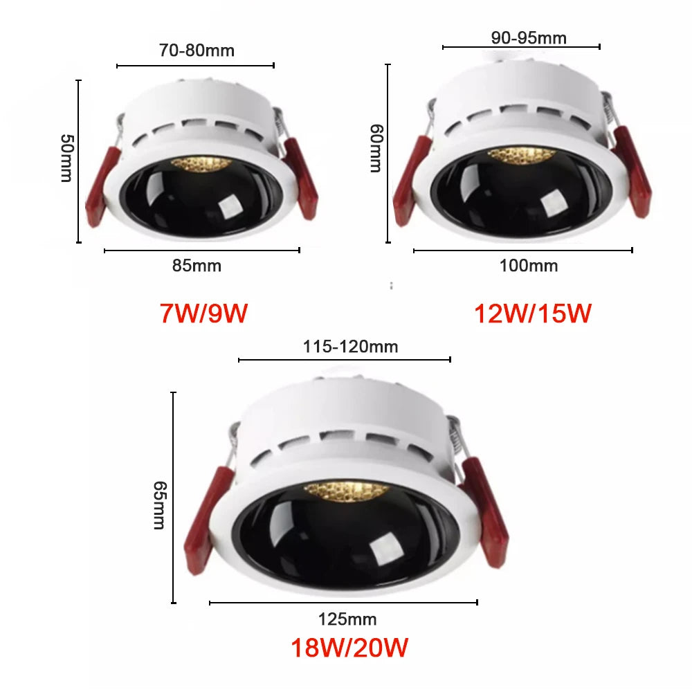 3CCT Tuya Bluetooth/Zigbee Matter Recessed Smart LED Anti Glare Downlight Lamp 7W-20W Spot Light Fixtures Indoor Home Lighting