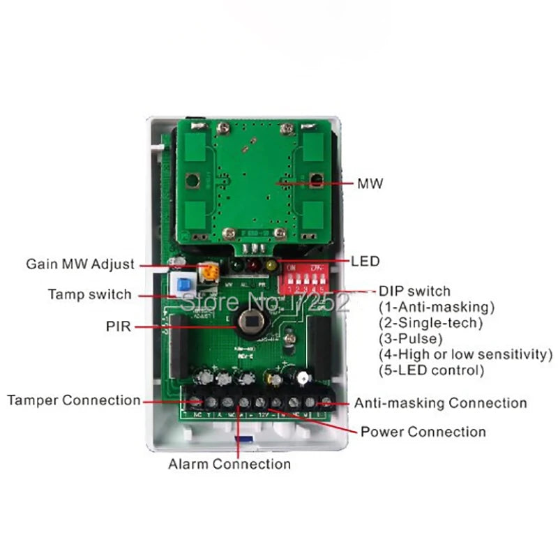 1/3pcs Wired Indoor PIR Microwave Motion Sensor Detector Dual Tech Pet Immune Anti-theft Burglar Alarm with Anti-tamper Switch
