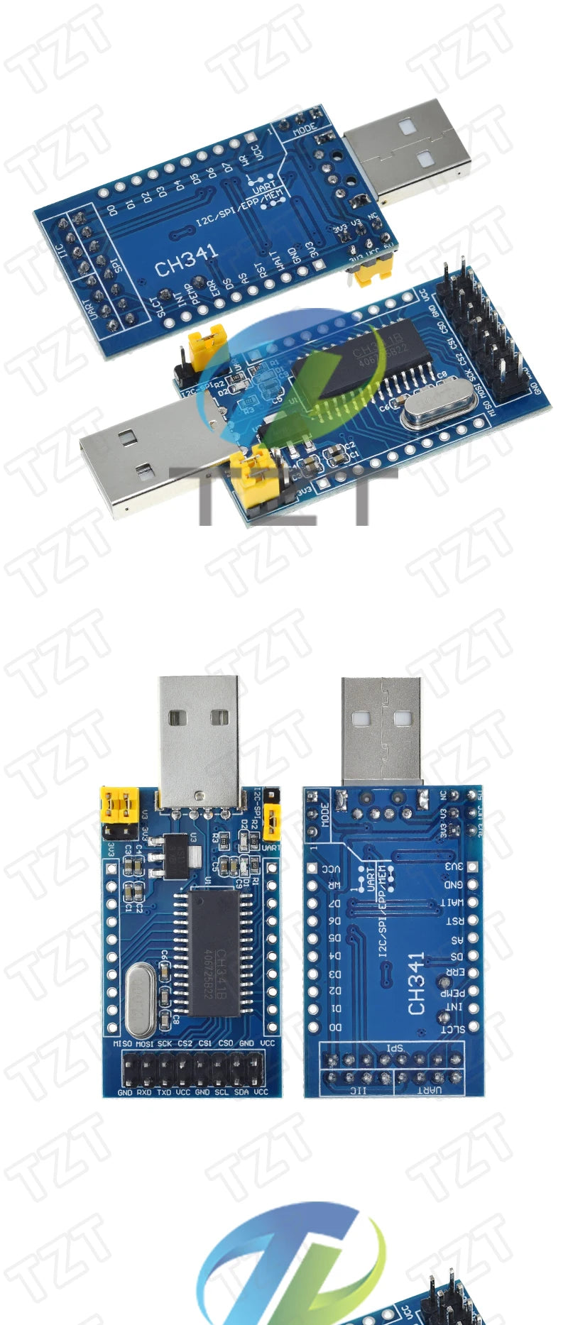 TZT USB to UART  CH341A Programmer IIC SPI I2C Convertor Parallel Port Converter Onboard Operating Indicator Lamp Board Module