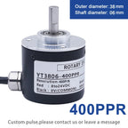 Photoelectric Incremental Rotary Encoder 38S6G5-B-G24N 50/100/200/360/400/500/600PPR AB 2 Phase DC8-24V NPN PNP Optical Encoder