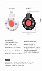 Portable Camera Detector Mobile Phone USB IR Alarm for Outdoor Travel Hotel Rental Anti Candid Hidden Camera Finder Led Light