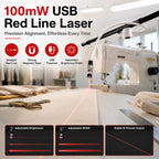 DC5V USB Laser Positioning Light Flexible Gooseneck Magnetic Base Red Line Cross For Sewing Cutting Quilting Machine Accessories