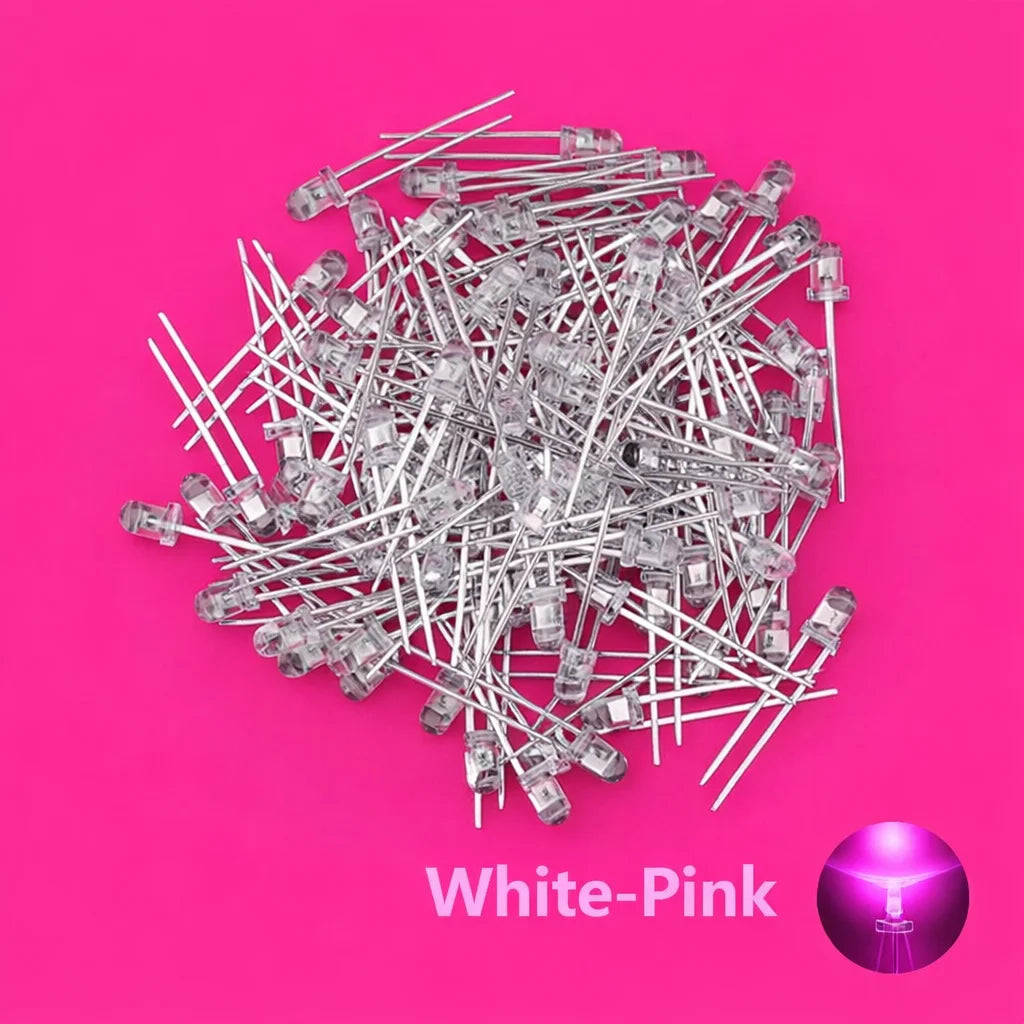 SAMIROB 60/100Pcs 3mm LED Diode Kit F3 Schottky Assorted Diode Red White Green Blue Yellow Orange Pink Purple Warm White for DIY