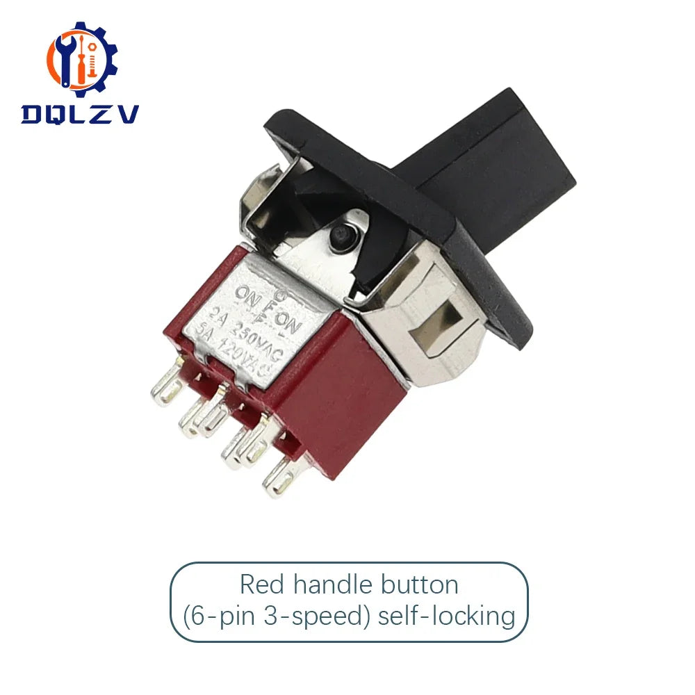 SPDT DPDT Reset Latching Toggle Switch RLS-102 5A 125V 3A 250 AC Mini 3 6PIN ON-ON ON-OFF-ON Rocker Switch Lights Motors