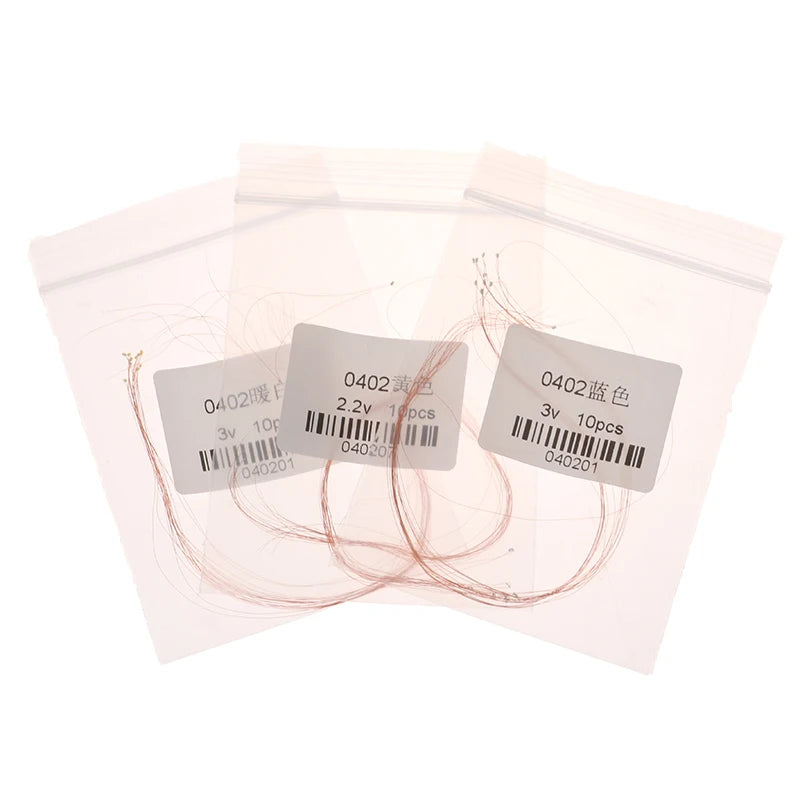 TW 10pcs/Lot new 0402 0603 SMD Lamp Wired Micro Led Pre-soldered Micro Litz Wired Chip 20cm 3V Railway Model Scenes