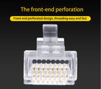 100pcs RJ45 CAT6 CAT5e Pass Through Connector Plug Crystal End Gold-Plated 8P8C Crimp UTP Standard Ethernet Network Modular Plug