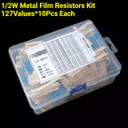 1/2W Metal Film Resistor 5-Band Color Code 127 Values *10Pcs Radial Lead 0.5W 1% Tolerance Electronic Component Resistor Kit