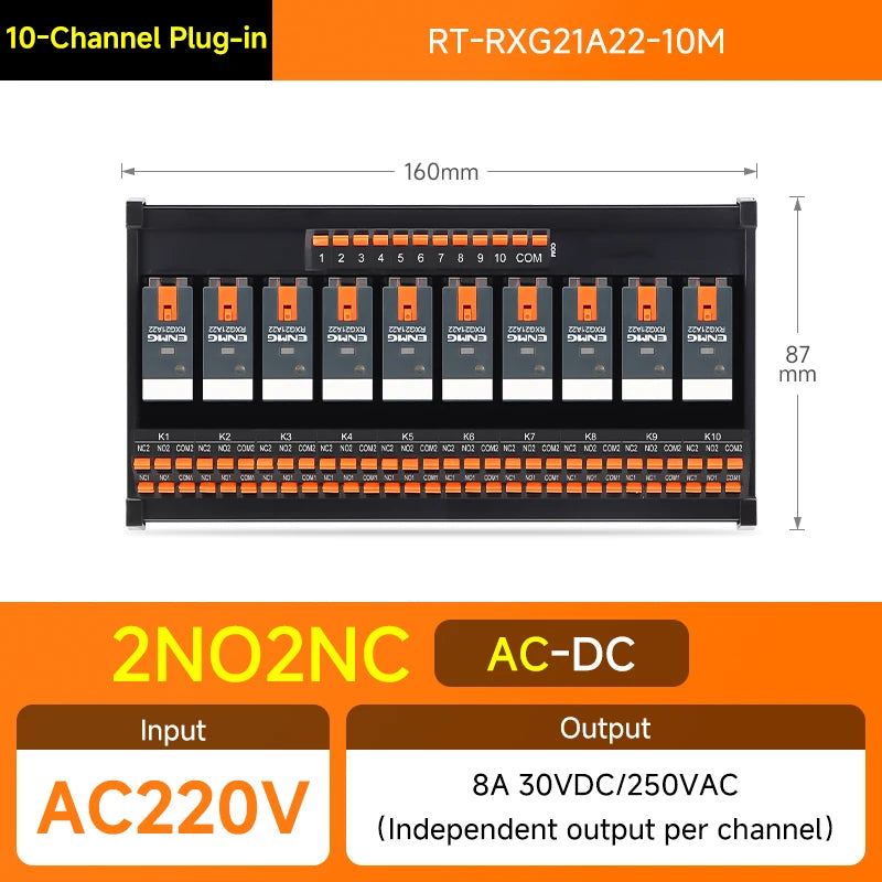 ENMG Relay Module 220VAC 2/4/8/16 Channel SPDT DPDT PLC Signal Amplifier Board Industrial Control Switch