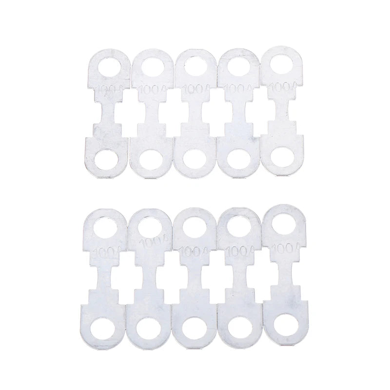 New 10Pcs 30A-150A 32VDC Small Fuse Sheet Automotive Car Flat Zinc Sheet For Car Fuse Round Hole Insert Fuse Auto Parts