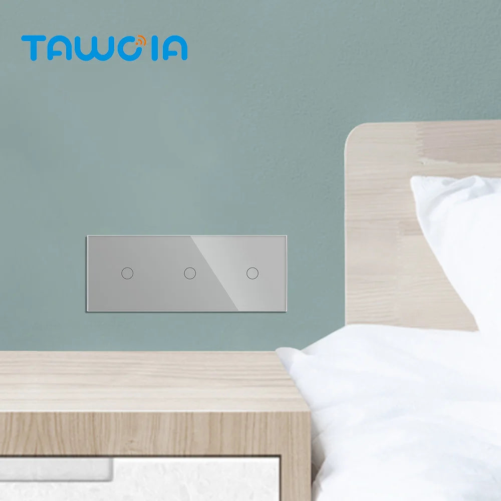 TAWOIA EU Triple 1/2/3/4 Gang 1/2 Way Wall Touch Light Switch 228mm Waterproof Backlight Sensor On/Off Switches