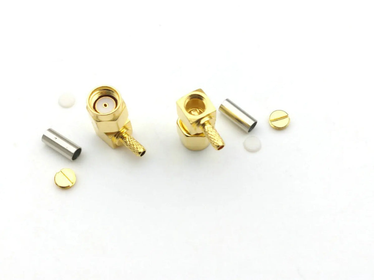 100pcs-400pcs RP-SMA Male Female Pin Center Right Angle Crimp RG174 RG316 LMR100 RF Connector