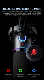 MAONO PD200X XLR/USB Dynamic Microphone for PC RGB Gaming Streaming Microphone with MAONO Link Software Mute Gain Knob Volume Control and Headphone Jack for Streaming Podcasting Recording Gaming Video
