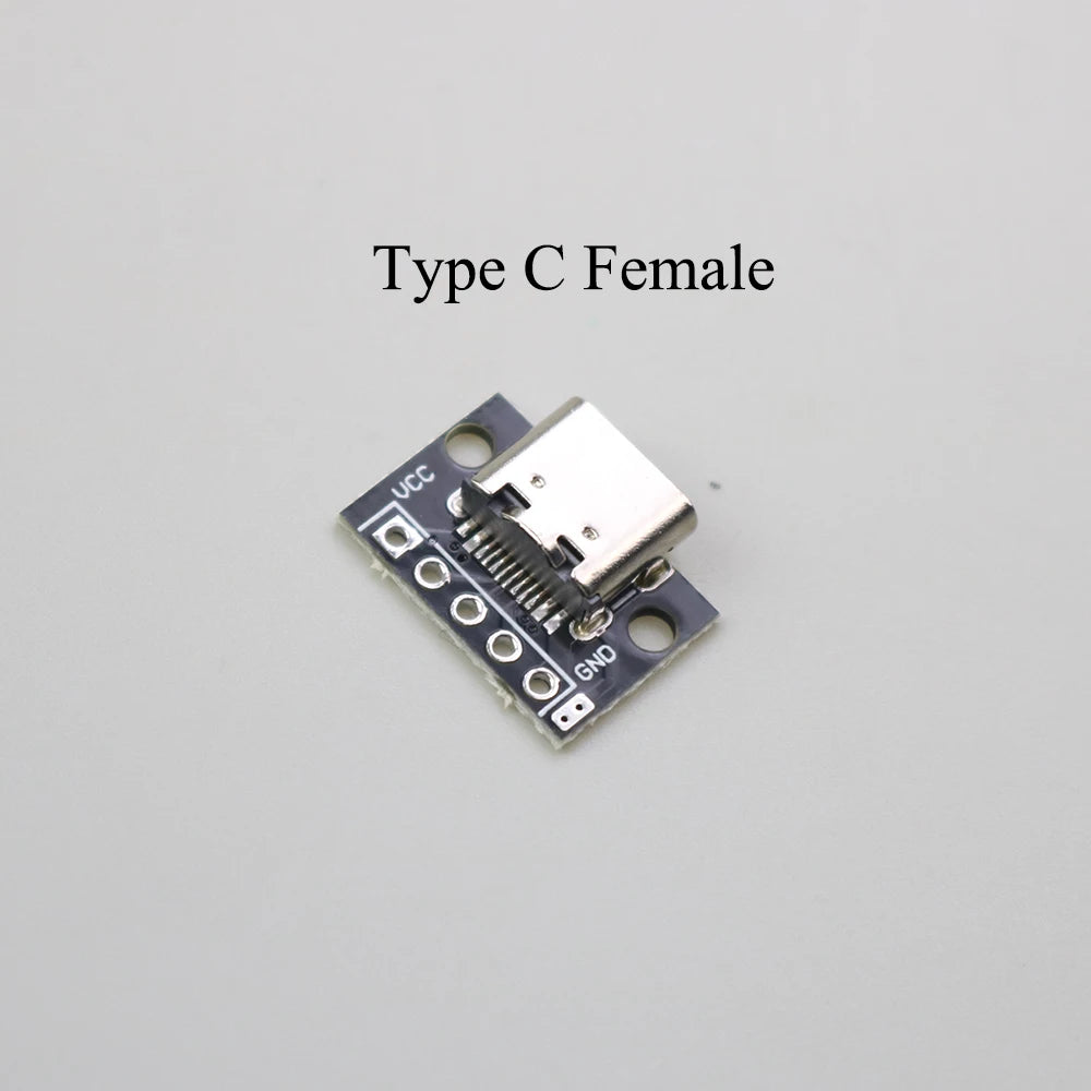 1PCS Data Charging Cable Jack Test Board with Pin Header 90 Degree Micro Mini USB Type C 2Pin USB 3.0 2.0 Female Male Connector