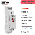 GEYA GRT8-A Electronic 16A SPDT ON Delay Timer Relay Time Relay 12V 24V 220V DIN Rail Type AC230V OR AC/DC12-240V