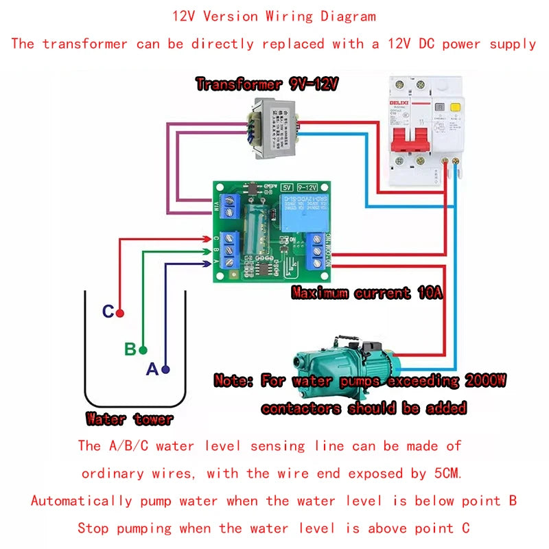Water Level Automatic Controller 5V/12V Relay Liquid Sensor Switch Solenoid Valve Motor Pump Automatic Control Relay Board