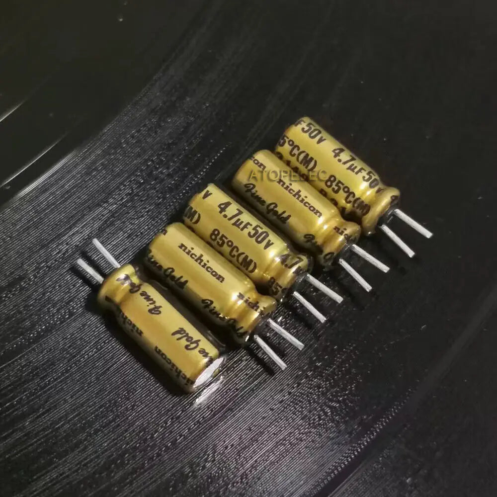 10pcs Nichicon FG Fine Gold Series Electrolytic Capacitor Hi-Fi Audio 0.33uF/1uF/2.2uF/3.3uF/4.7uF/10uF/22uF/47uF/100uF 25V/50V