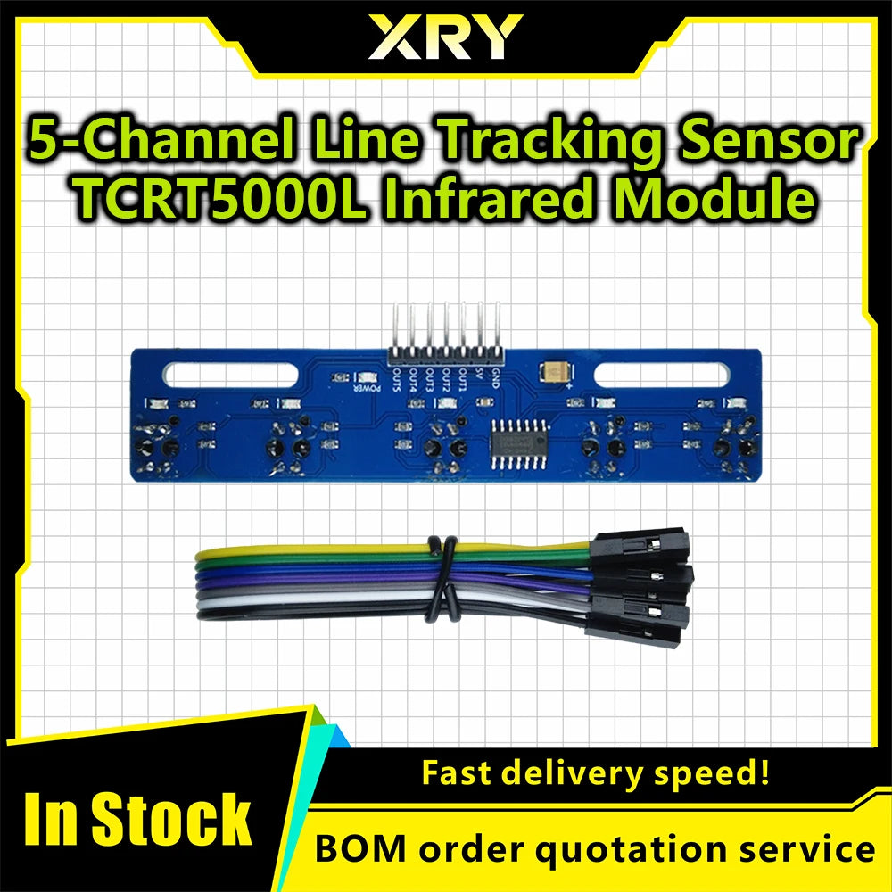 XRY 5-Way Black and White Line Identification Sensor Module Tracking Intelligent Car Infrared Sensor TCRT5000