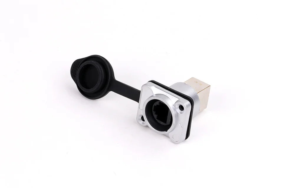 10pcs Waterproof D type RJ45 Connector Female to Female Socket Metal Shell Chassis Panel Mount Network Ethernet RJ45 Adapter