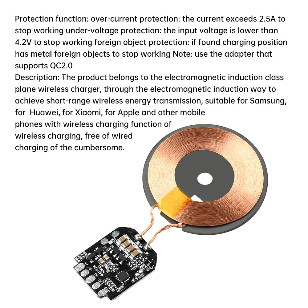 5W 10W 15W Wireless Charging Module Transmitter PCBA Wireless Charger Motherboard Magnetic Wireless Charging Motherboard + Coil