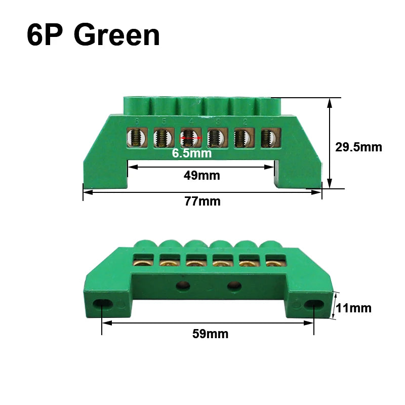 Blue Green White Bridge Design Zero Line 4-12 Pole Screw Brass Copper Grounding Strip Terminal Block Connector Earth And Neutral