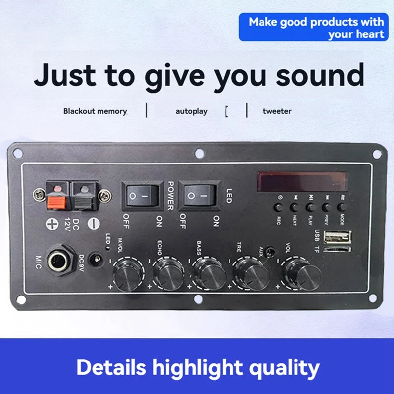 15w+15w Audio Amplifier Board USB Radio Support Dual Microphone Bluetooth Amplificatore Subwoof for Speaker 12V 24V 220V-PZZW