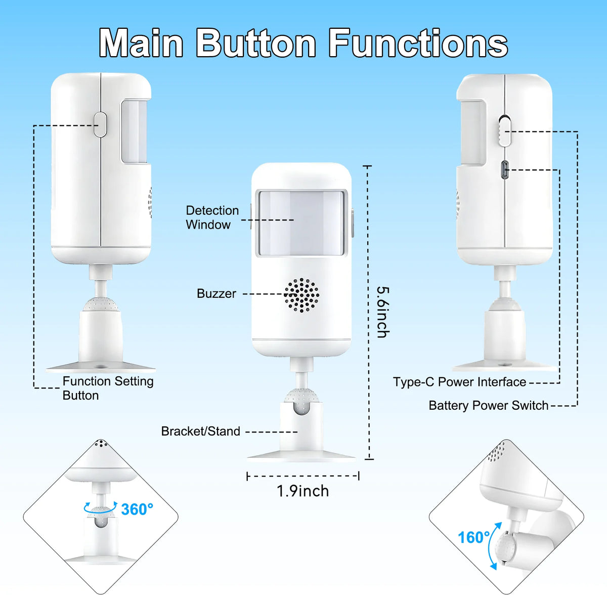 2/4/6/8 PCS Tuya Smart WiFi Infrared Alarm Detector 4 Alarm Modes Infrared Motion Human Body Infrared Detector Work With Alexa Google Home Security