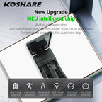 KOSHARE 2 Slot LED Display Battery Charger Type-C Input For 26650/21700/18650/18500/16340/14500 Lithium Rechargeable Batteries
