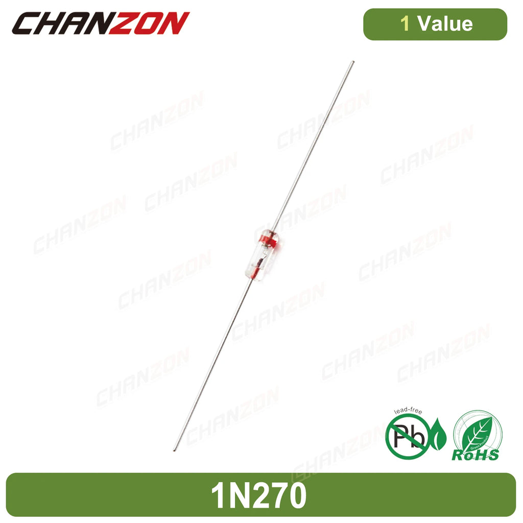1N270 DO-7 Power Germanium Rectifier Diode 40mA 100V Axial Glass GE Diodes for TV FM AM Radio Detection
