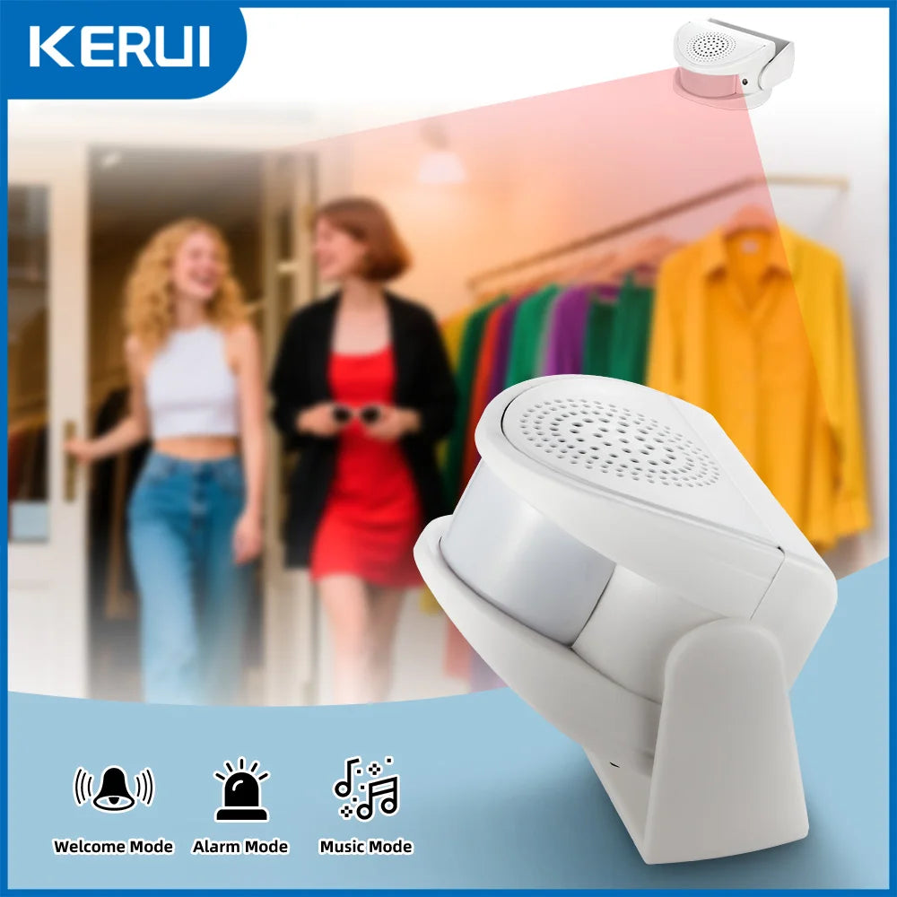 FUERS Wireless Guest Welcome Chime Alarm Door Bell PIR Motion Sensor For Shop Entry Company Security Protection Smart Doorbell