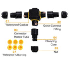 IP68 Screwless Lever Waterproof Outdoor T Shape 3P Junction Box 3Way 4-11mm 450V24A CE Electrical Quick Release Cable Connector