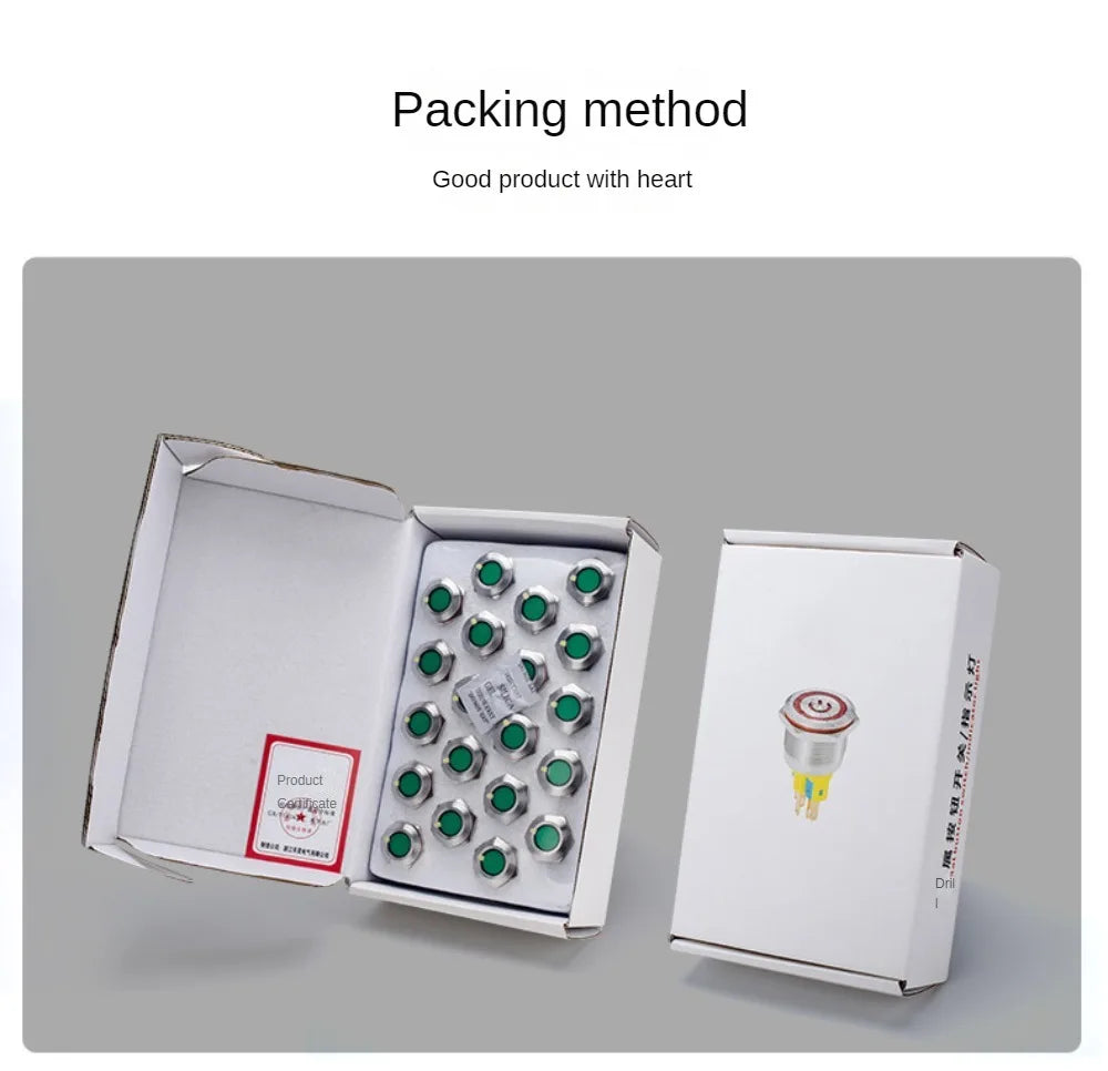 16/19/22mm Metal Button Switch Waterproof Momentary Self Reset Screw Foot Red Green Blue Mushroom Head Power Switch
