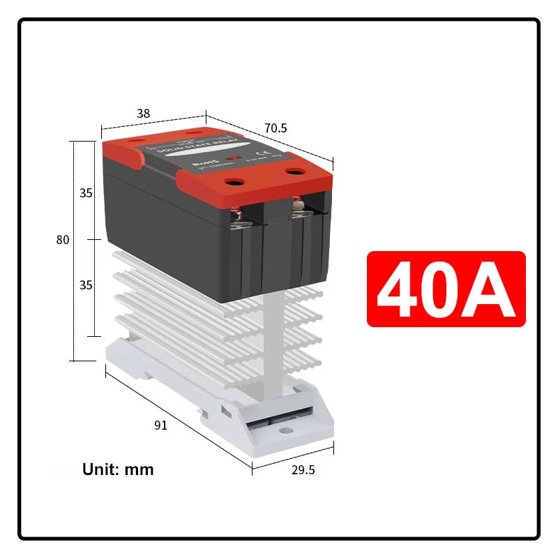 Solid State Relay Din Rail with Radiator SSR 25DA 40DA 60DA DC Control AC Single Phase SSR DA