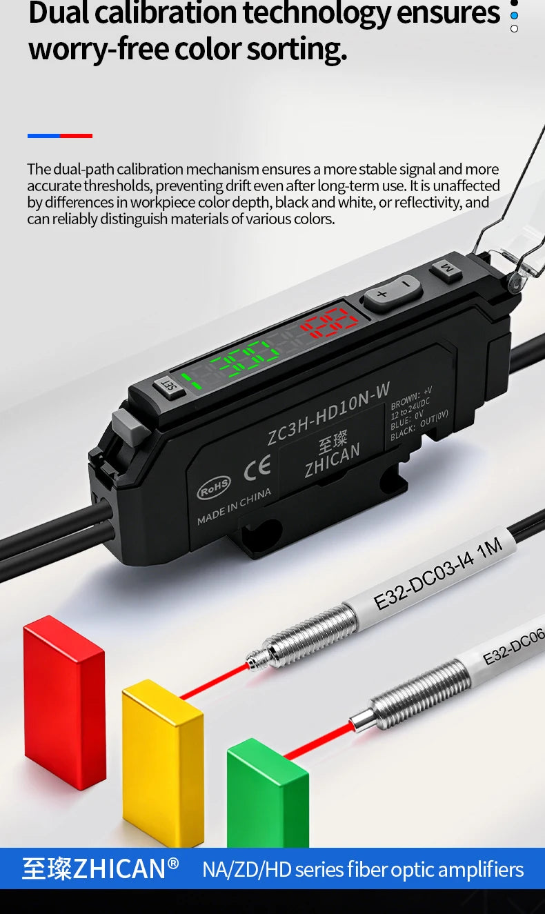 Intelligent Digital Display Fiber Optic Amplifier Sensor for Long and Short Distance Diffuse Reflection Induction Photoelectric
