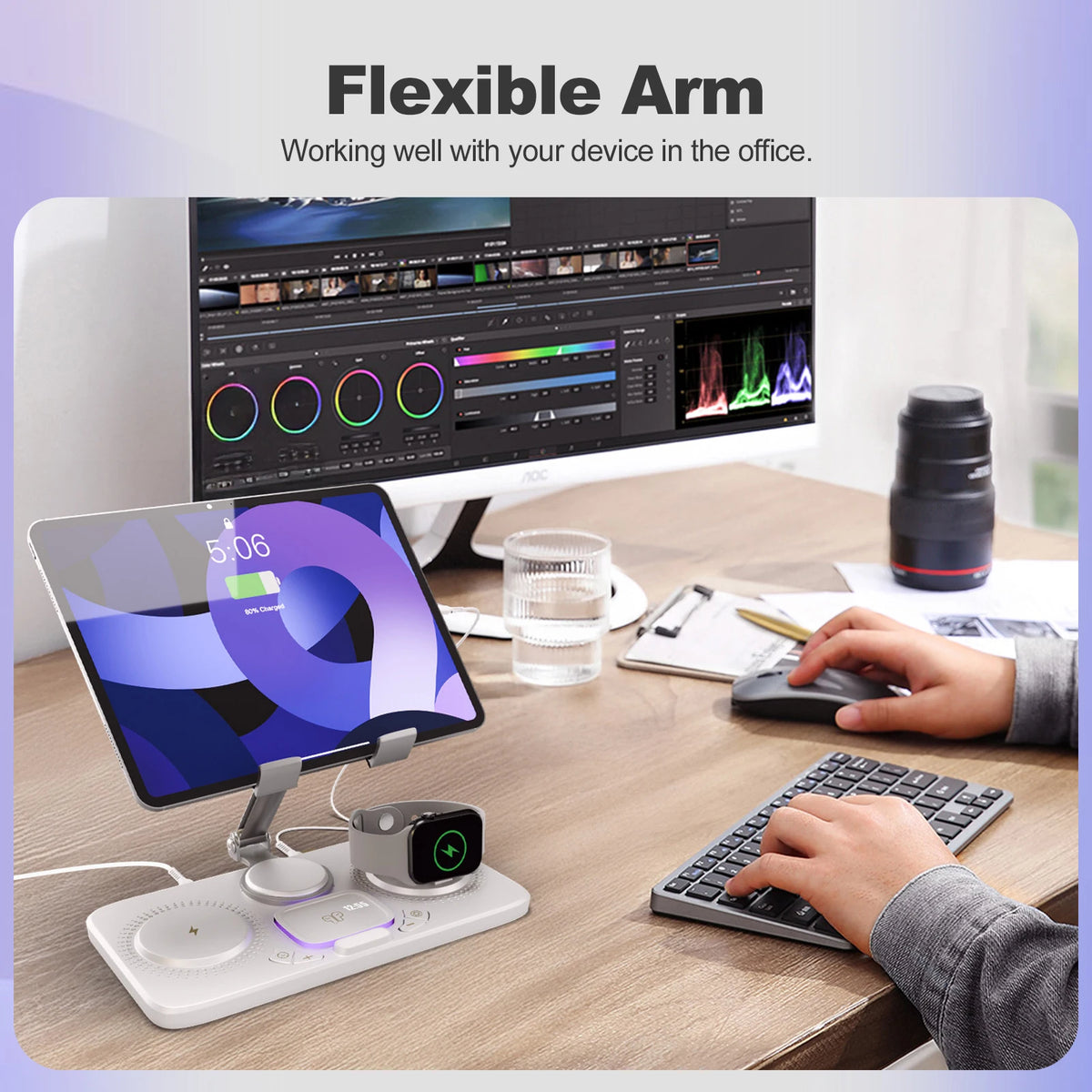 7-in-1 Wireless Charger Station 15W Fast Charging Type C Port Multi-Function Devices for iPhone 17 16 15 14 Samsung Airpods iPad