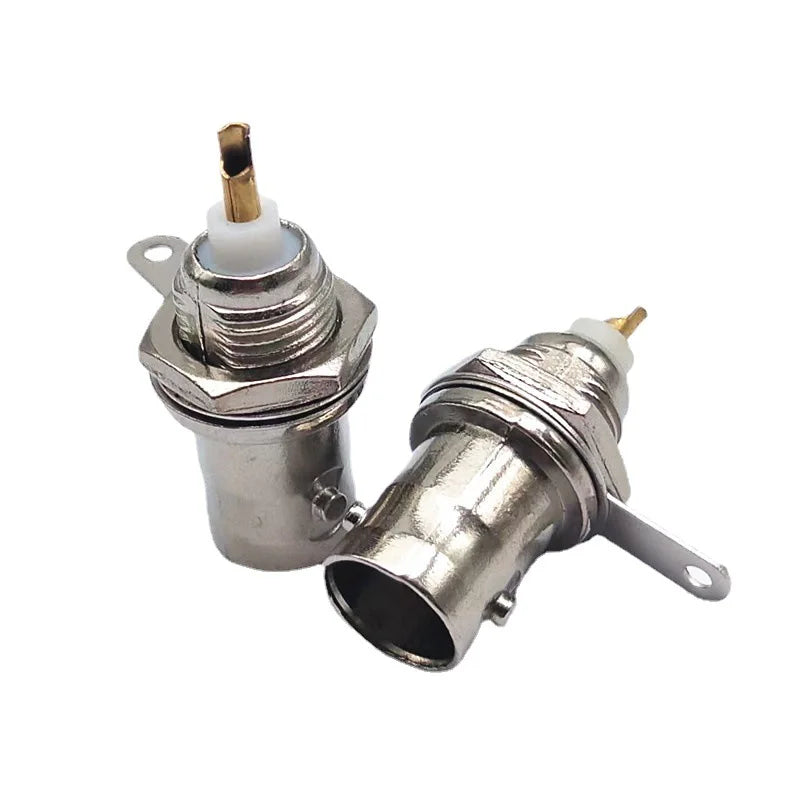 2/5/10pcs BNC Female Connectors Adapter Panel Chassis Mount Coaxial Cable Gold Plated Copper Core NC Female Welding Machine B5